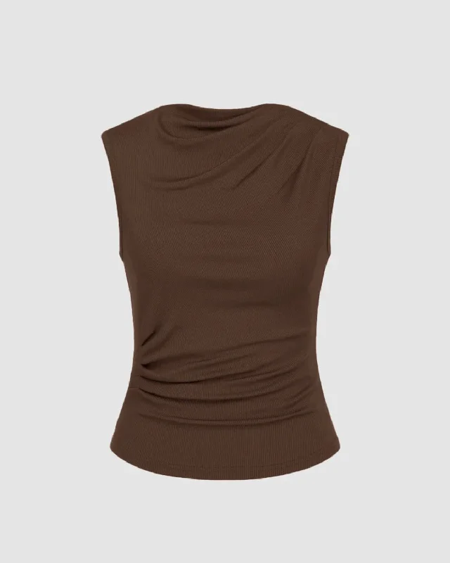 EARTHY BROWN CO-ORD SET TOP (Cowl Neck)