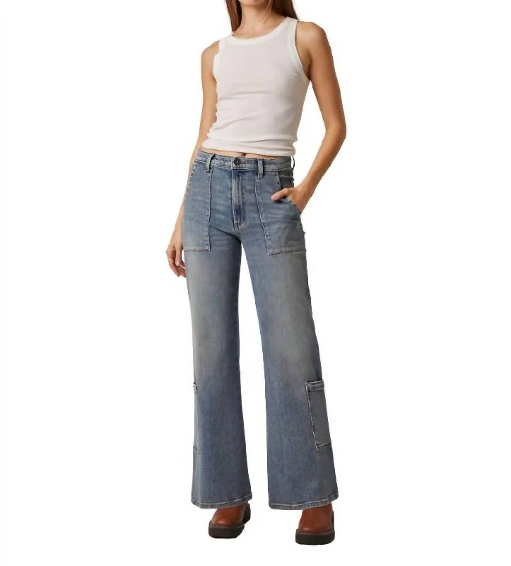 Hudson High Rise Wide Leg Jean In Light Savona Wash